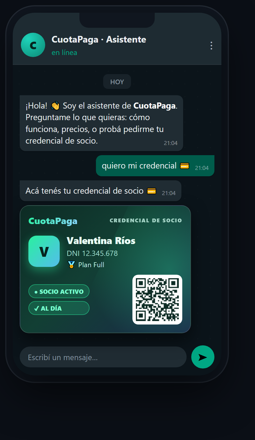 Así se ve el bot de atención de CuotaPaga