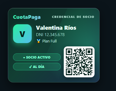 Credencial de socio con QR